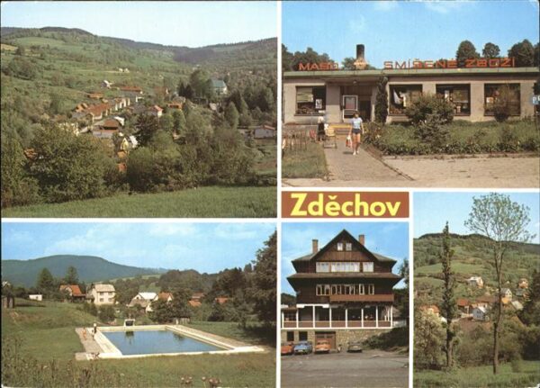 Zdechov Vsetin Celkovy pohled Prodejna Jednoty Koupali