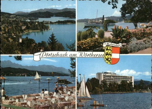 Poertschach Woerthersee Panorama Fährschiff Boot Wassersport Re