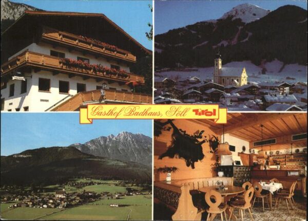 Soell Tirol Gasthof Badhaus Panorama Kirche am Wild