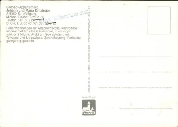 St Wolfgang Wolfgangsee Seebad Appartment Haus Kritzinger – Bild 2