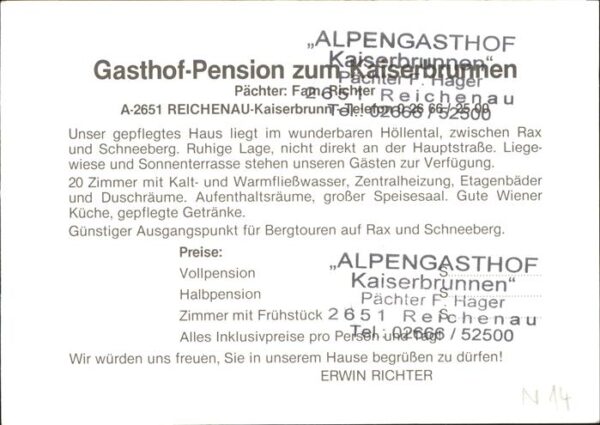 Reichenau Rax Gasthof zum Kaiserbrunnen – Bild 2