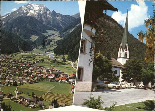 Mayrhofen Zillertal Fliegeraufnahme Dorfpartie mit Kirche