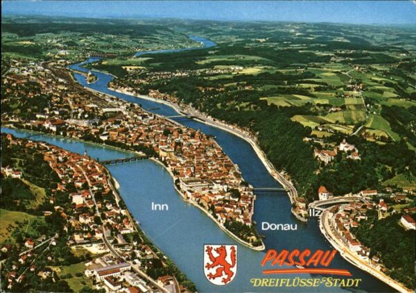 Passau Fliegeraufnahme Dreiflüssestadt Inn Don