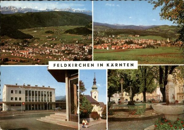 Feldkirchen Kaernten Panorama Alpen Brunnen