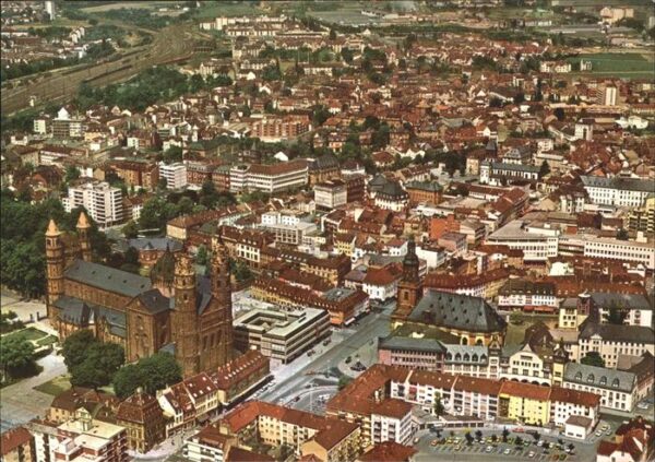Worms Fliegeraufnahme Dom Stadtkern