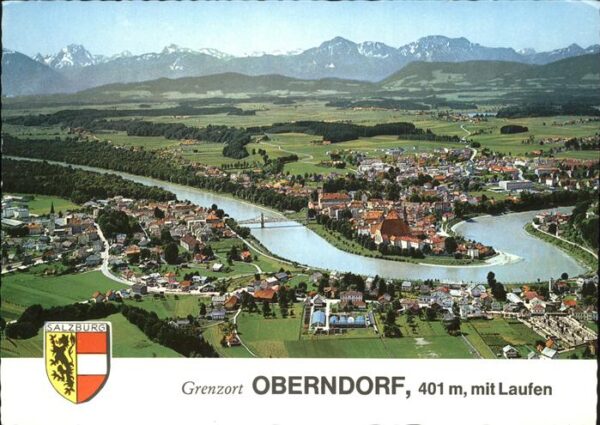 Oberndorf Salzburg Fliegeraufnahme Laufen Salzach Alpen Wa