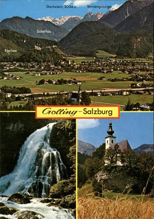 Golling Salzach Panorama Wasserfall Alpen Wappen Kirche