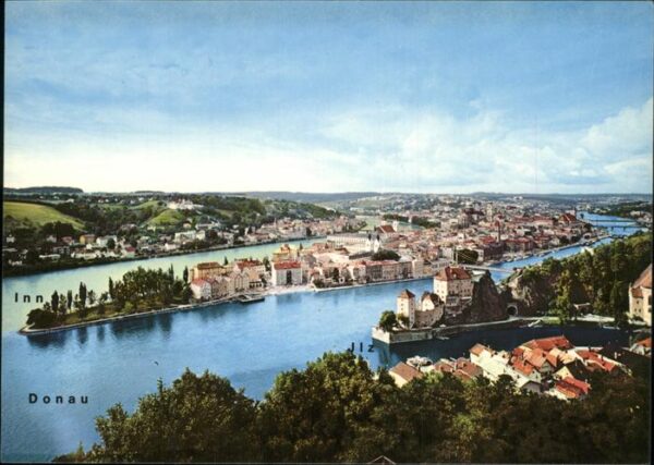 Passau Fliegeraufnahme Panorama Donau Inn Ilz
