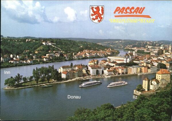 Passau Fliegeraufnahme Panorama Donau Inn Ilz