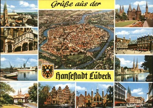 Luebeck Fliegeraufnahme Hansestadt Wappen