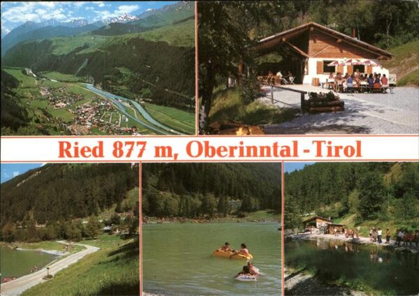 Ried Oberinntal Badesee Fischerteich Panorama mit Fluss