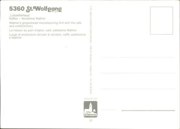 St Wolfgang Wolfgangsee Lebzelterhaus Kaffee Konditorei Wallner – Bild 2