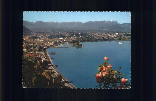 Bregenz Vorarlberg Panorama Fliegeraufnahme See Berge