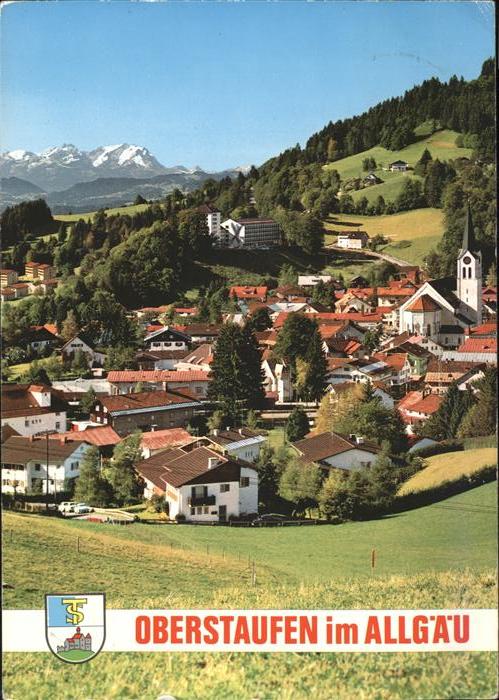 Oberstaufen Panorama mit Bergen Allgäu Wappen