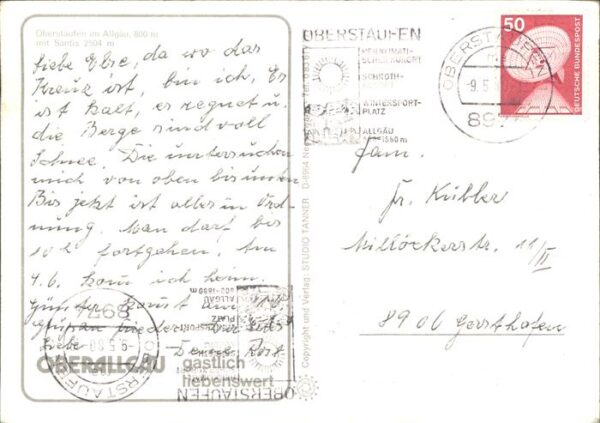 Oberstaufen Panorama mit Bergen Allgäu Wappen – Bild 2