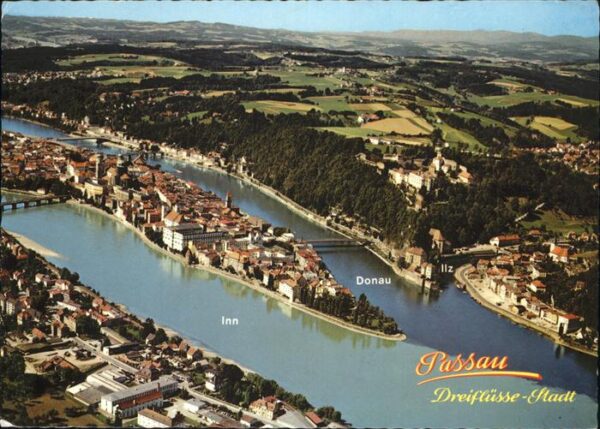 Passau Fliegeraufnahme Dreiflüssestadt Donau I