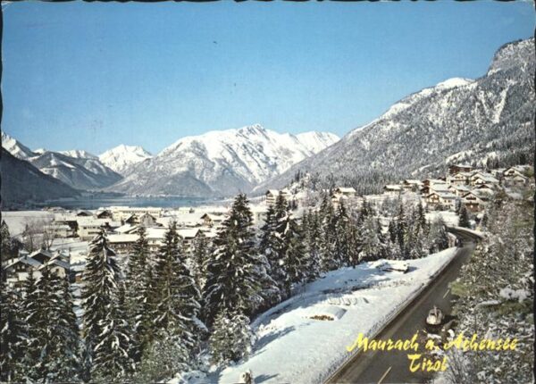 Maurach Tirol Panorama im Schnee Achernsee