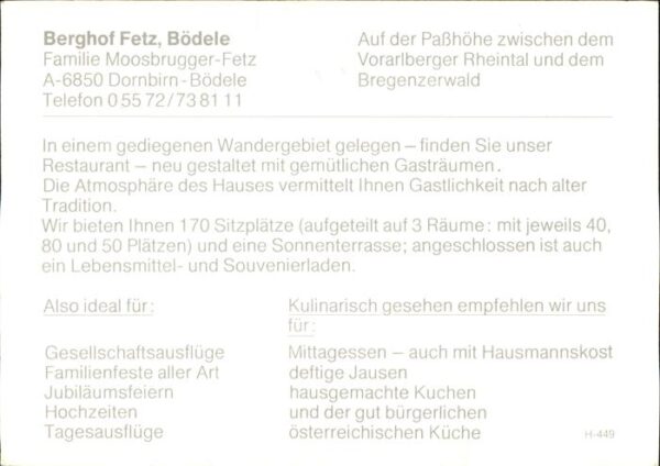 Dornbirn Vorarlberg Berghof Fetz Restaurant Terrasse am Böd – Bild 2
