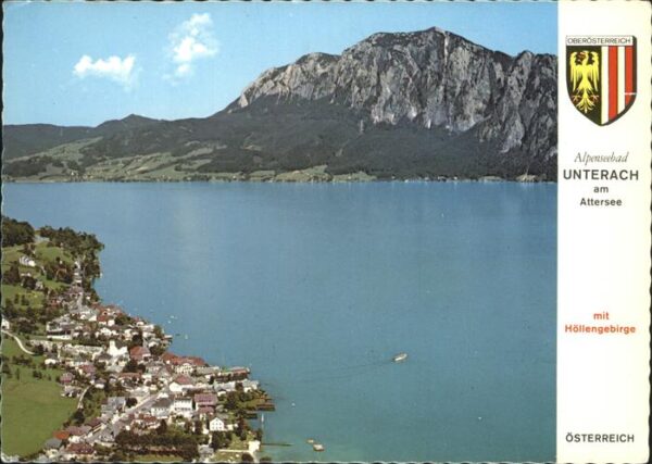 Unterach Attersee Fliegeraufnahme Höllengebirge Wappen