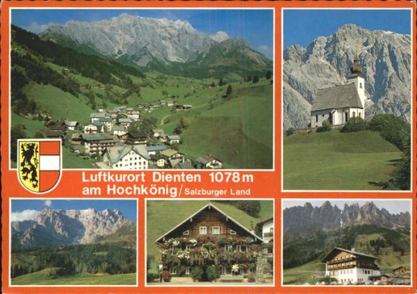 Dienten Hochkoenig Panorama mit Kirche Blumenhaus und Arth