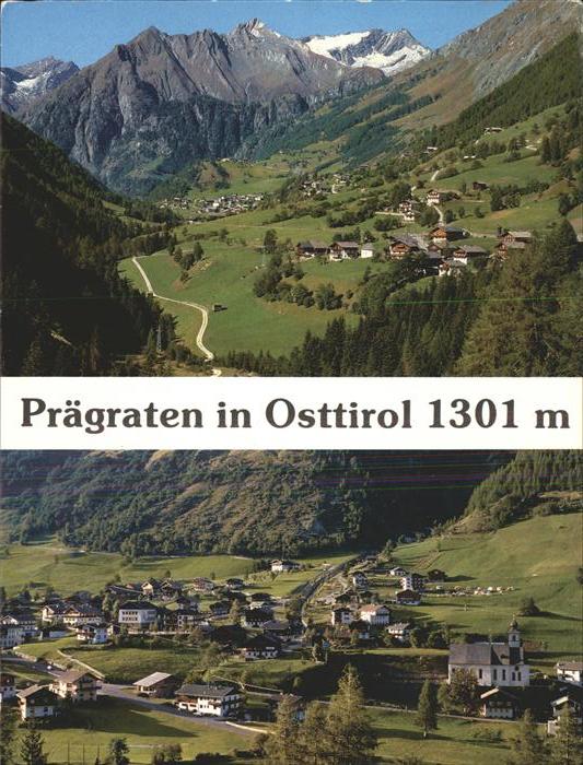 Praegraten Grossvenediger Panorama mit Dorfkirche und Alpenblick