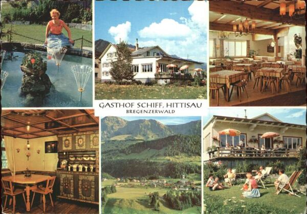 Hittisau Vorarlberg Gasthof Schiff Brunnen Terrasse Gastrau