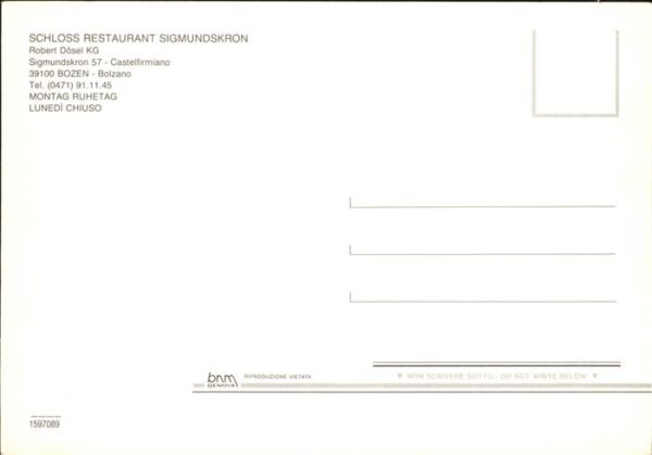 Bozen Suedtirol Schloss Restaurant Sigmundkron – Bild 2