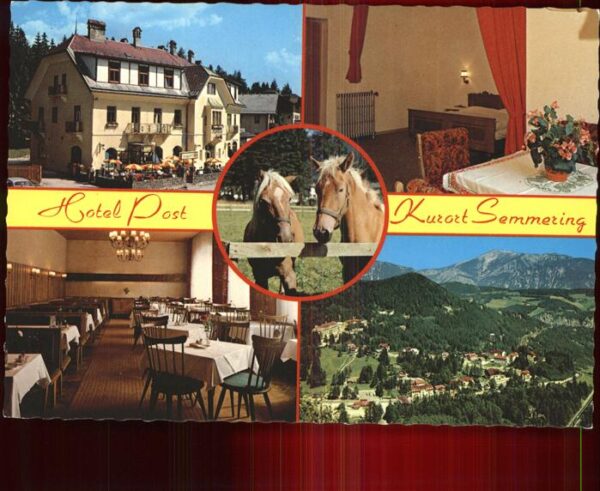 Semmering Niederoesterreich Hotel Post Gasträume Panorama Pferde