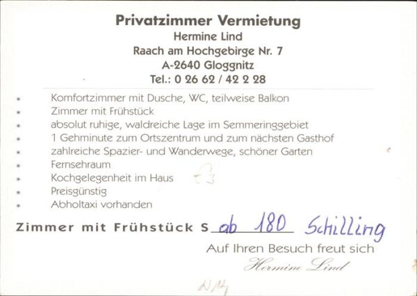 Raach Hochgebirge Privatzimmer Hermine Lind Panorama – Bild 2
