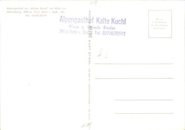 Rohr Gebirge Alpengasthof zur Kalten Kuchl mit Schne – Bild 2