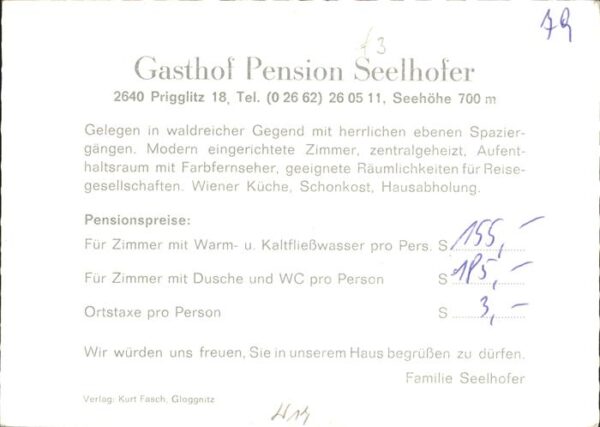 Prigglitz Gasthof Pension Seelhofer Gastraum Zimm – Bild 2