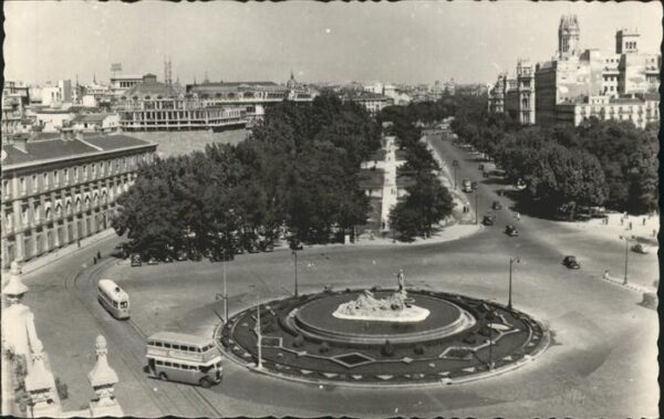 Madrid Spain Neptuno Fuente y Paseo del Prado Tranvi