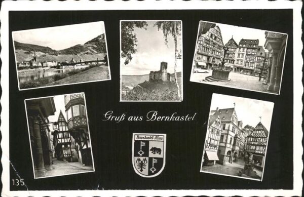 Bernkastel-Kues Partie an der Mosel Brücke Burg Ruine F