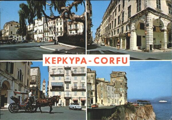 Kerkyra Teilansichten Pferdekutsche Küste