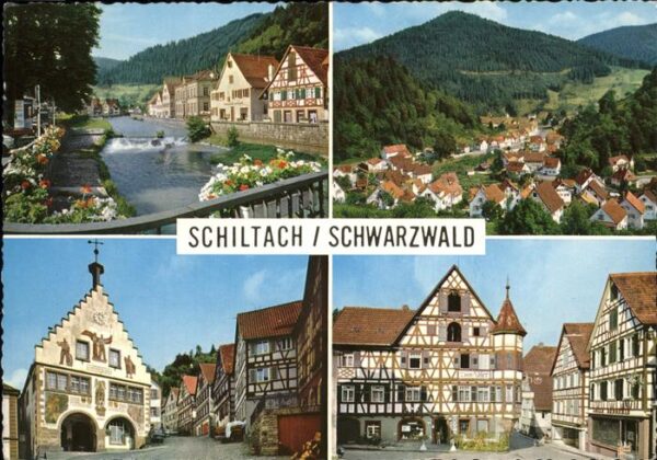 Schiltach Partie an der Kinzig Panorama Rathaus F