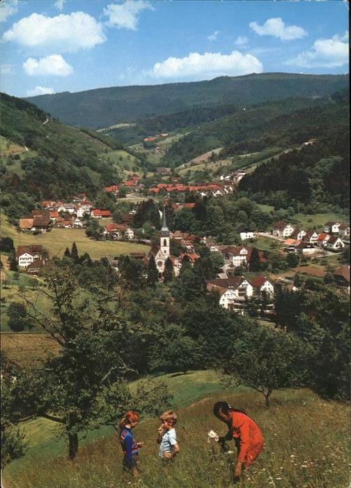 Nordrach Ortsansicht mit Kirche Gasthof Pension