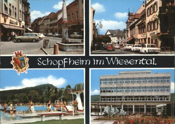 Schopfheim Hauptstrasse Brunnen Schwimmbad Gewerbe