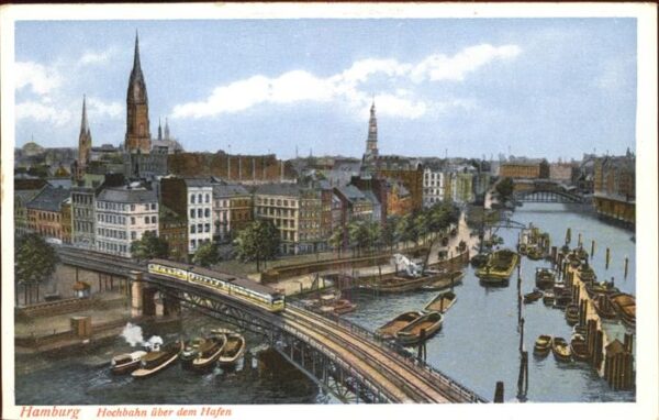 Hamburg Hochbahn Hafen Dampfschiff