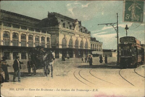 Strassenbahn Pferdekutsche Lyon Gare des Brotteaux
