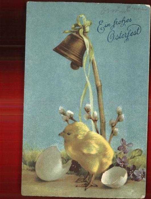 Ostern Easter Paques Küken Glocke Veilchen Weidenkätzchen
