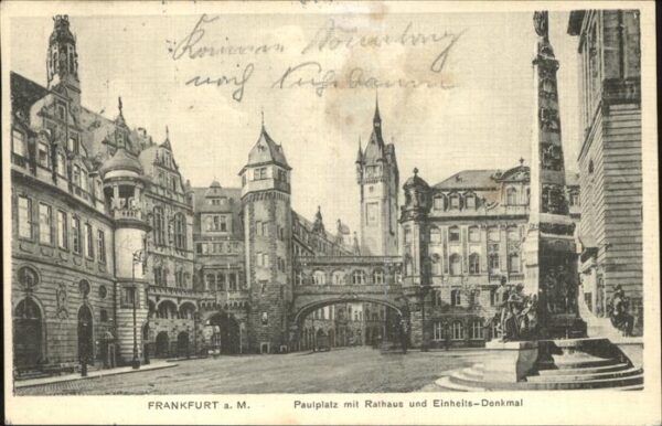 Frankfurt Main Paulplatz mit Rathaus u.Einheits-Denkma