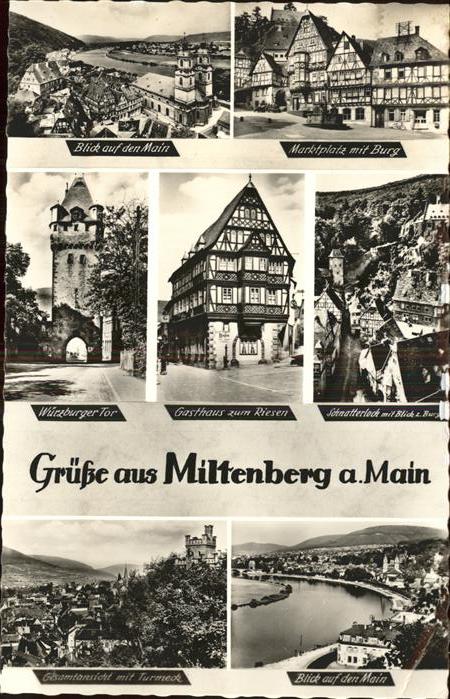Miltenberg Main Marktplatz mit Burg u.gasthaus zum Ries