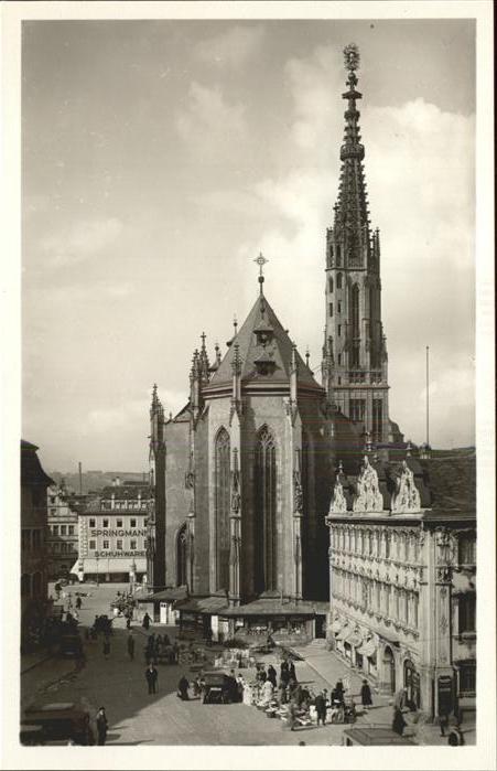 Wuerzburg Makrplatz mit Marienkapelle u.Haus zum