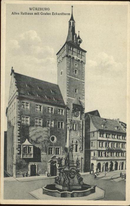 Wuerzburg Altes Rathaus mit Grafen Eckardtturm