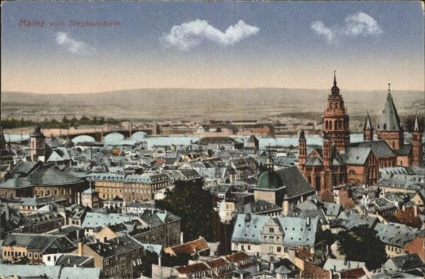 Mainz Rhein Blick vom Stephansturm