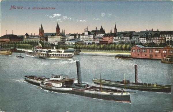 Mainz Rhein Mit Dampfern