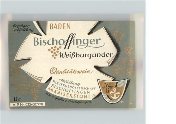 Bischoffingen Weinetikette 1978