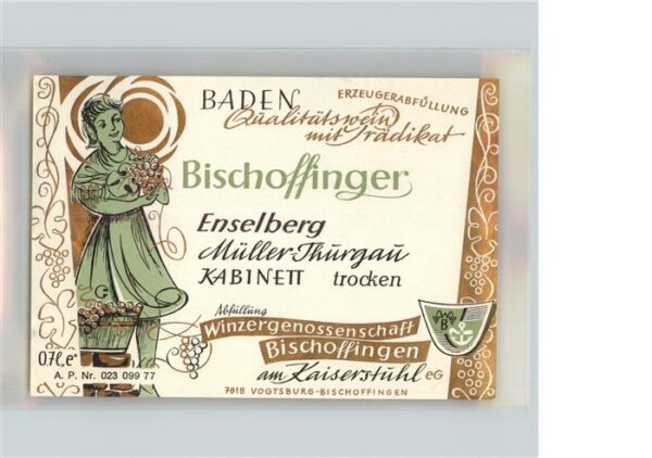 Bischoffingen Weinetikette 1977