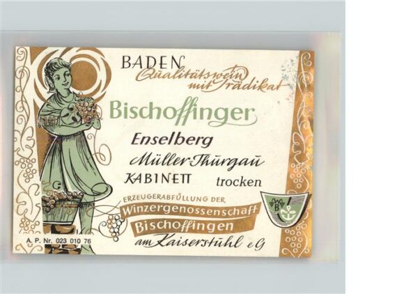 Bischoffingen Weinetikette 1976
