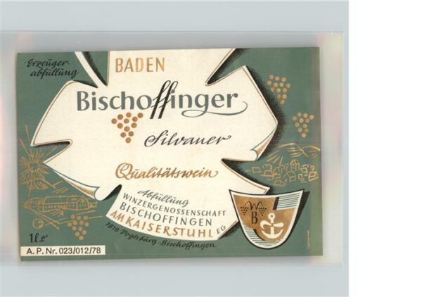 Bischoffingen Weinetikette 1978